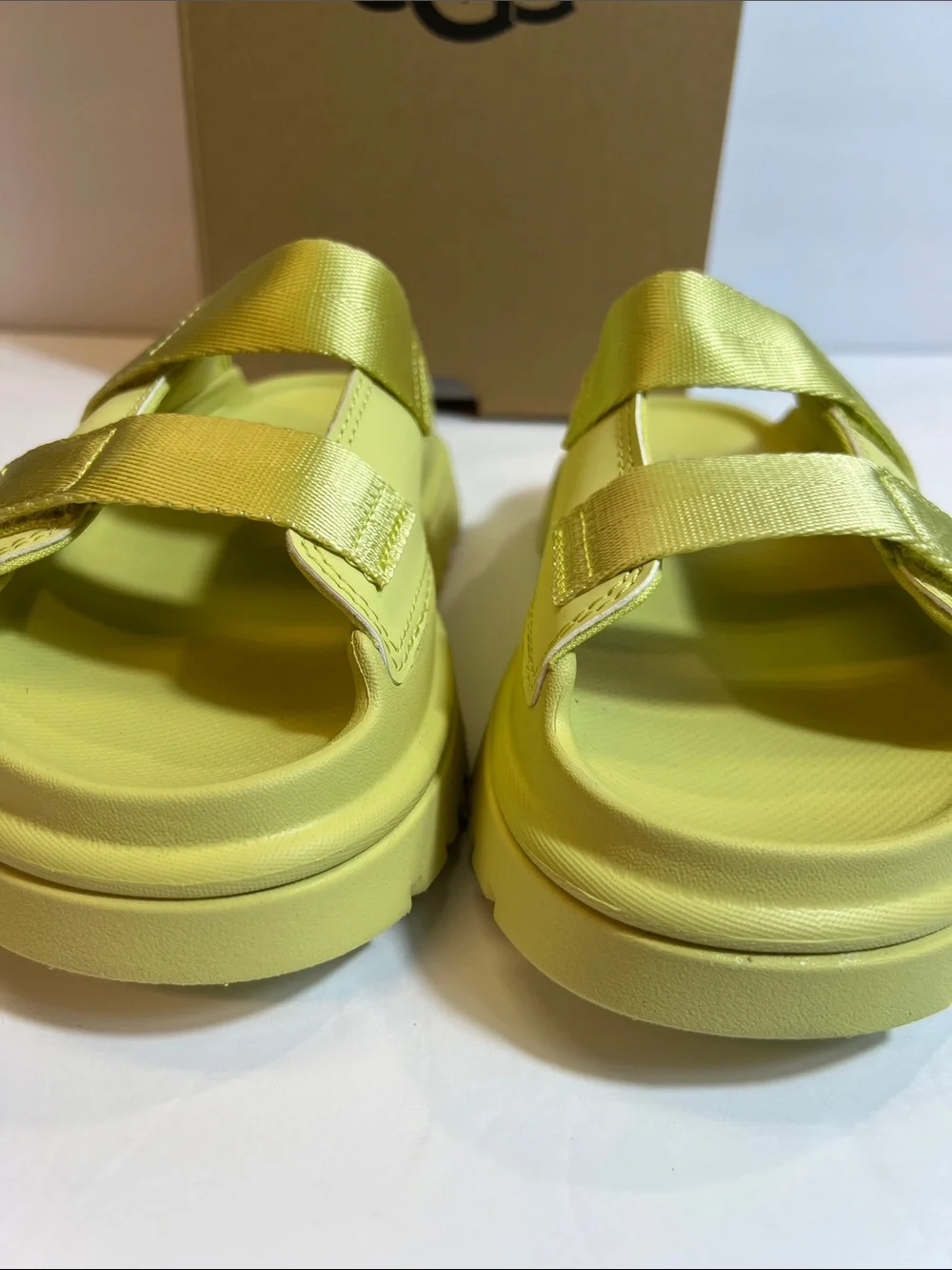 UGG Kids‎ Goldenglow Slide GLDN Yellow Platform Sandals Size 2 Youth New in Box
